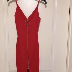 Red midi dress